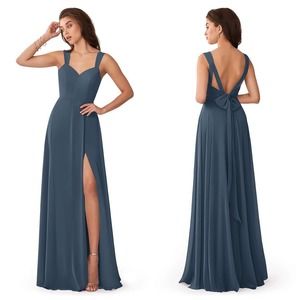 Azazie Julie Bridesmaids Dress in Neptune Dark Blue, size 0, NWT